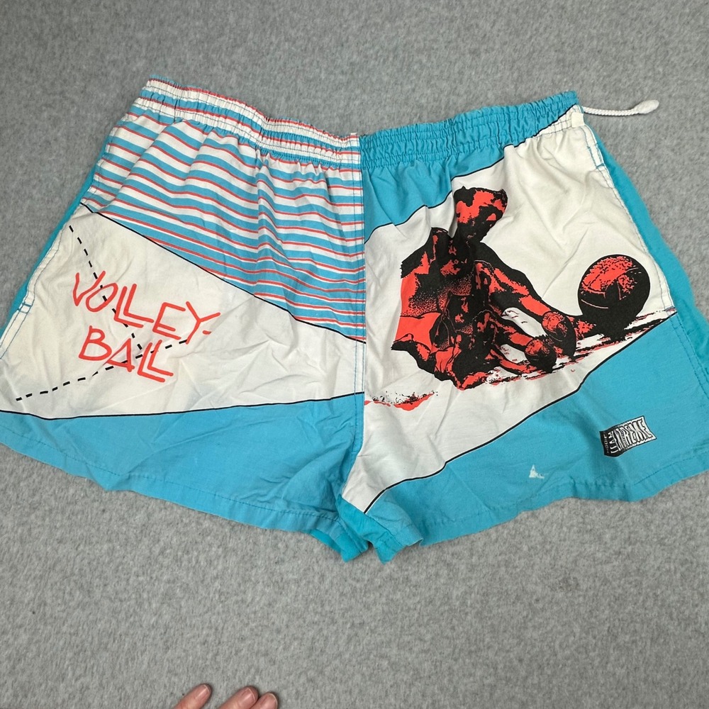 Vintage Hobie Team Extreme Volleyball Swim Trunks Teal Red XL Mens Retro 80s 90s